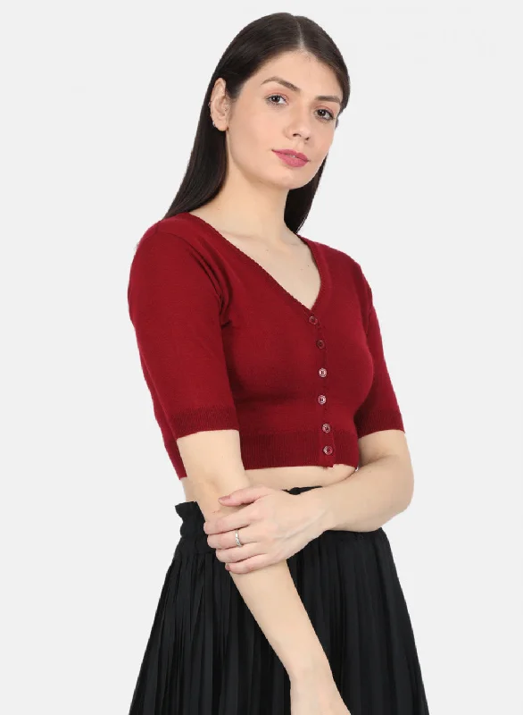 Women Maroon Solid Blouse