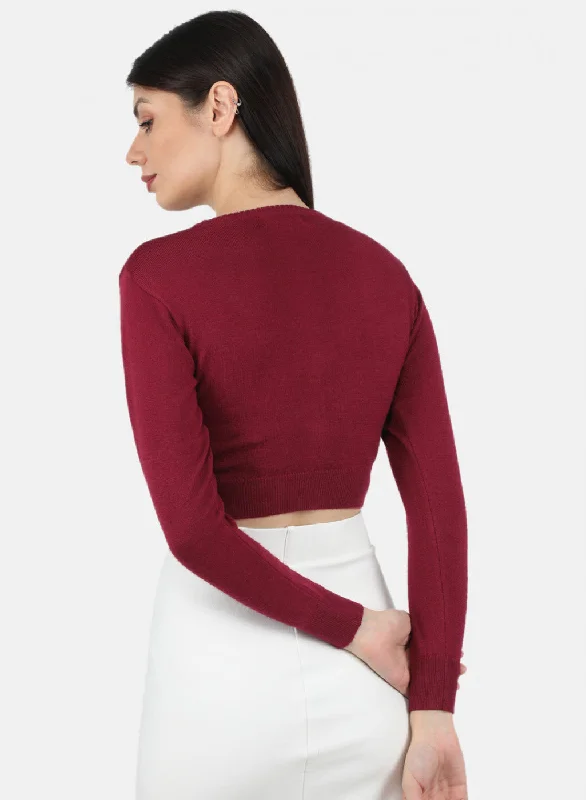 Women Maroon Solid Blouse