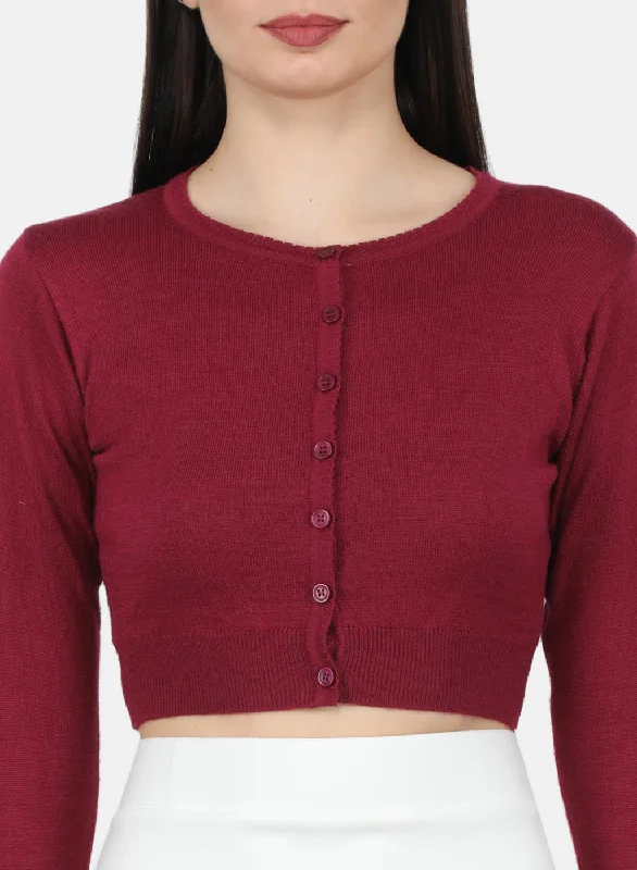 Women Maroon Solid Blouse