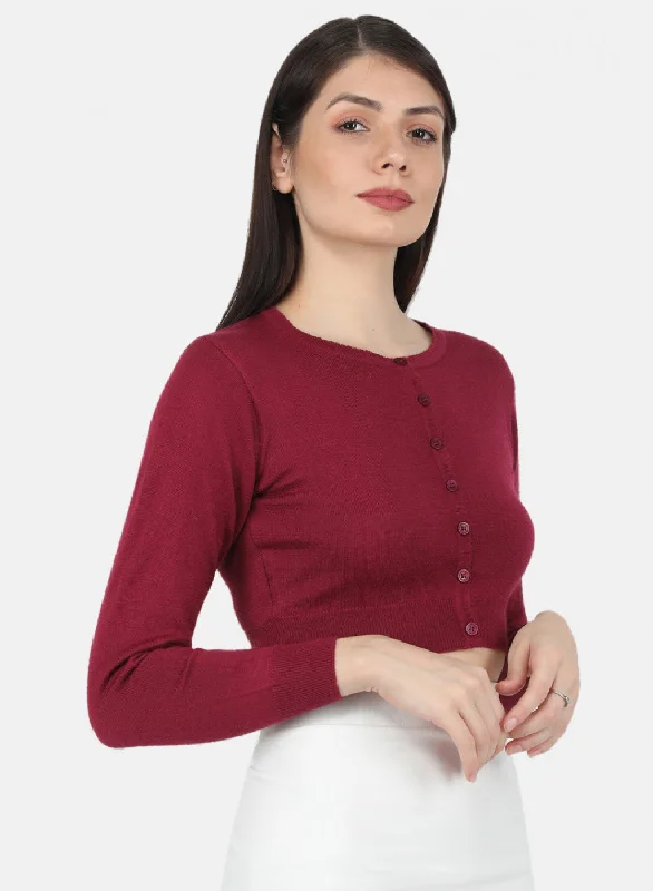 Women Maroon Solid Blouse