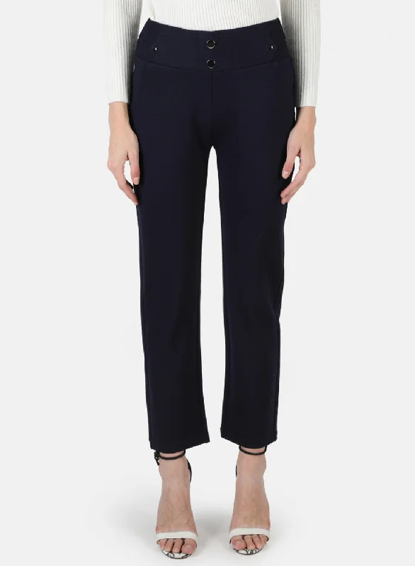 Women Navy Blue Solid Jegging