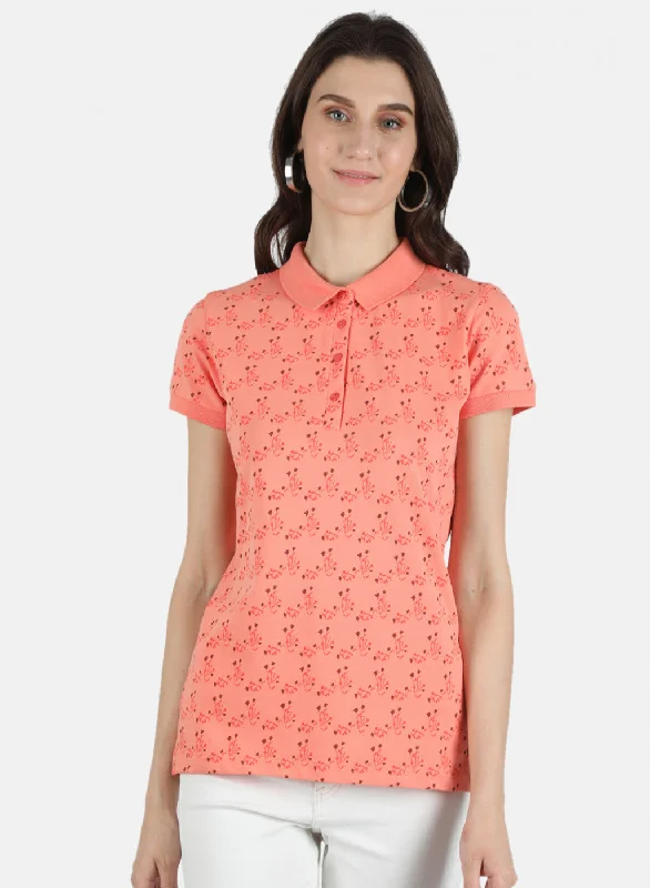 Women Peach Printed T-Shirt