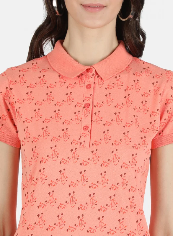 Women Peach Printed T-Shirt