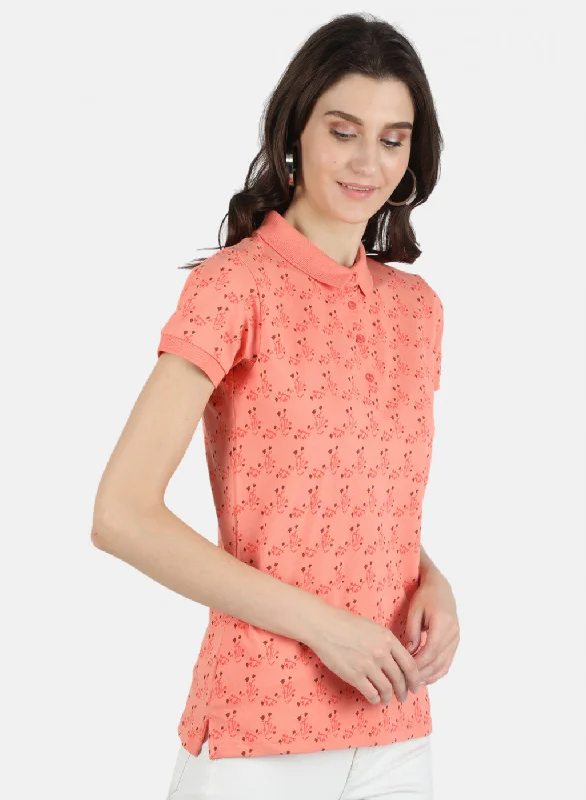 Women Peach Printed T-Shirt