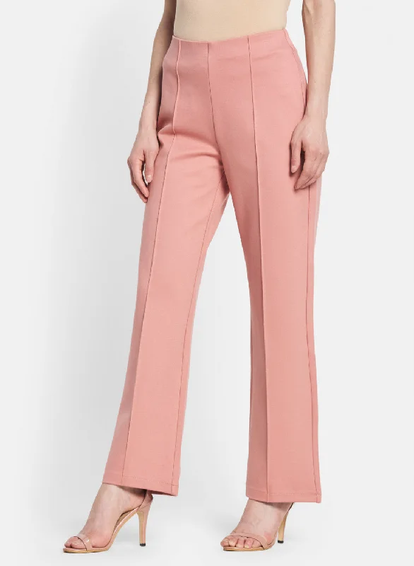 Women Peach Solid Jegging