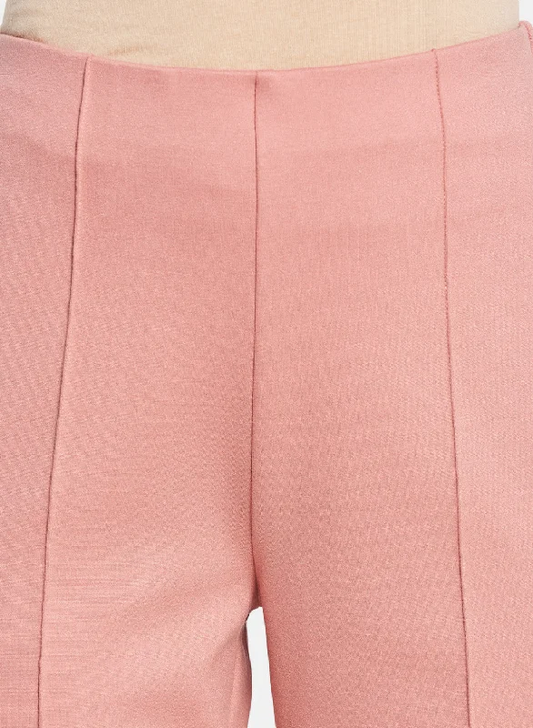 Women Peach Solid Jegging