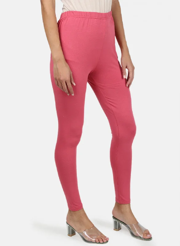 Womens Pink Plain Legging