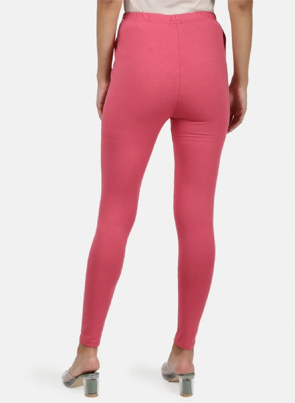 Womens Pink Plain Legging