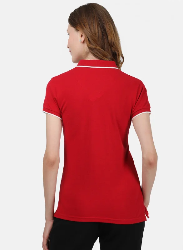 Womens Red Plain T-Shirt