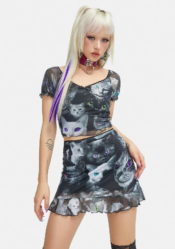 Moonlight Meow Mesh Skirt