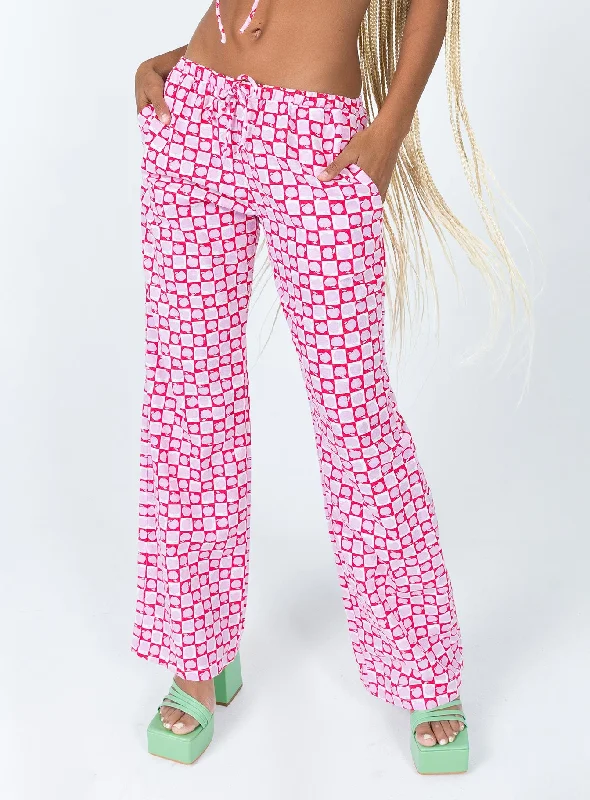 Motel Raya Trouser Apple Check Blush Red