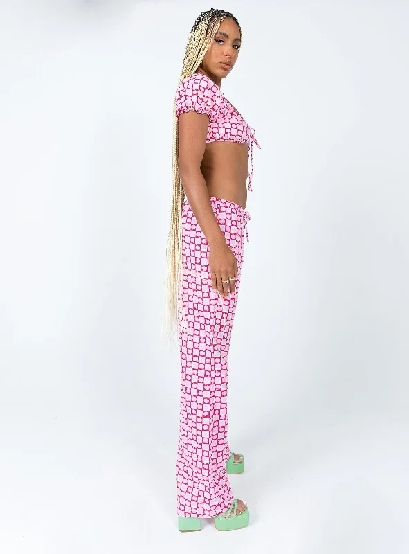 Motel Raya Trouser Apple Check Blush Red