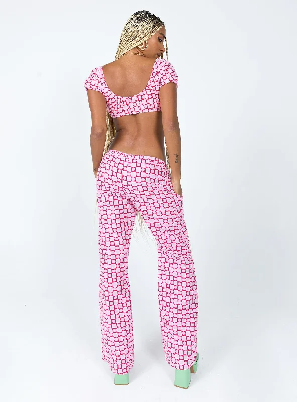 Motel Raya Trouser Apple Check Blush Red