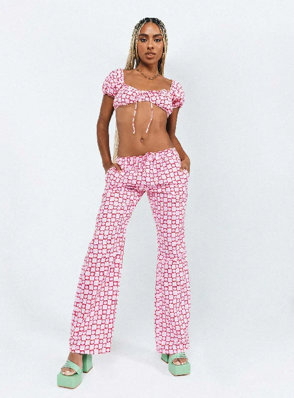 Motel Raya Trouser Apple Check Blush Red