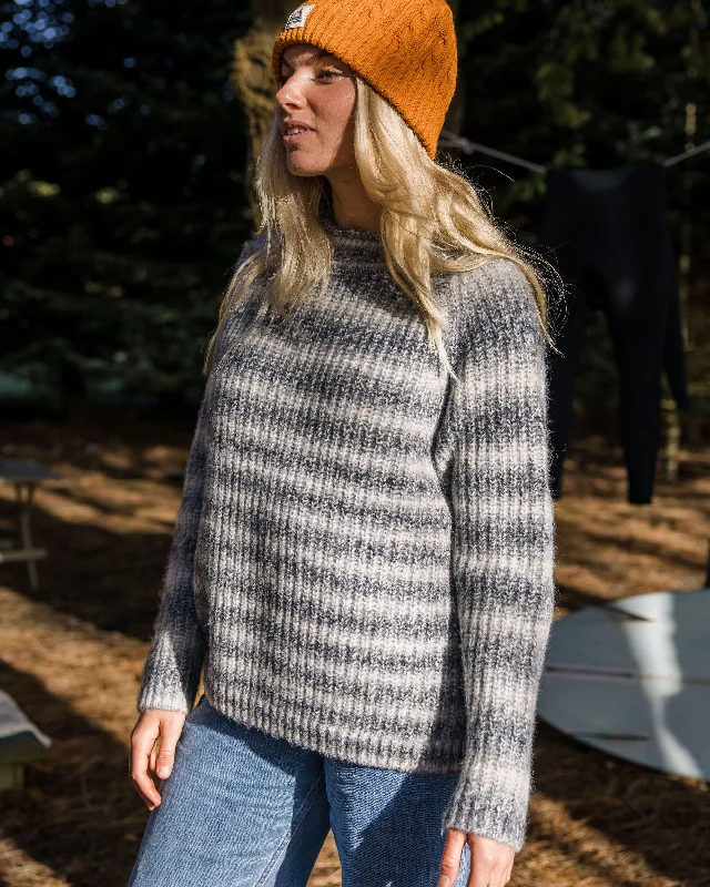 Mountainside Mock Neck Recycled Knitted Sweater - Multi Grey