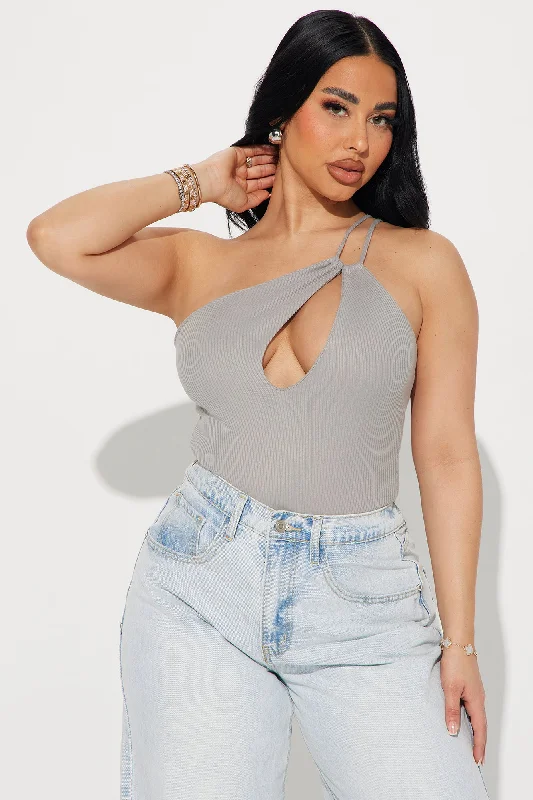 Nancy One Shoulder Bodysuit - Slate Grey