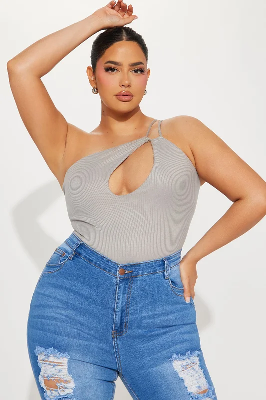 Nancy One Shoulder Bodysuit - Slate Grey