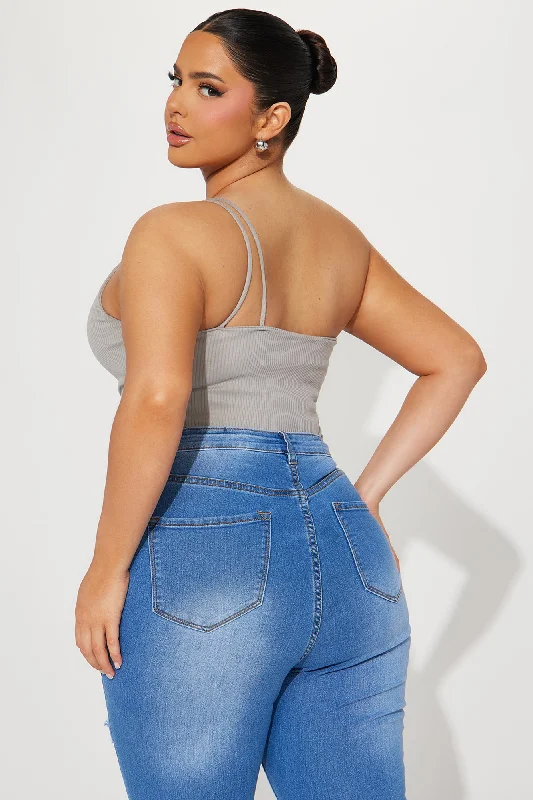 Nancy One Shoulder Bodysuit - Slate Grey