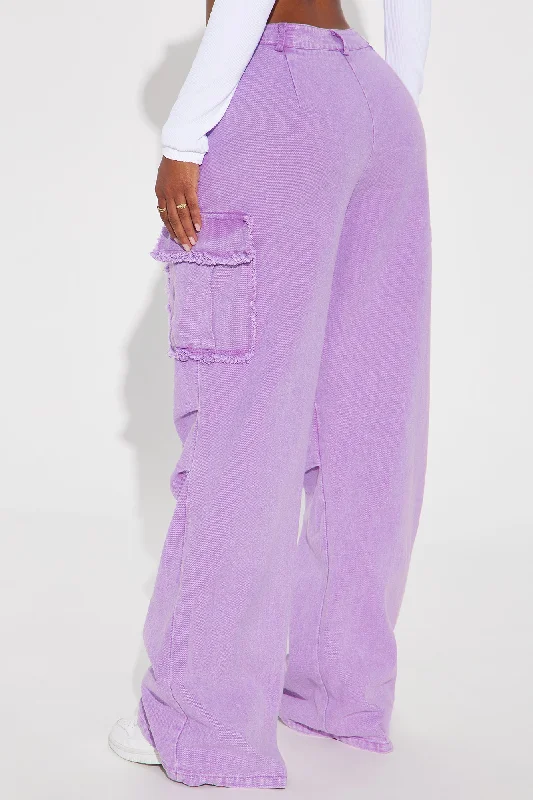 Nessa Washed Wide Leg Cargo Pant - Purple