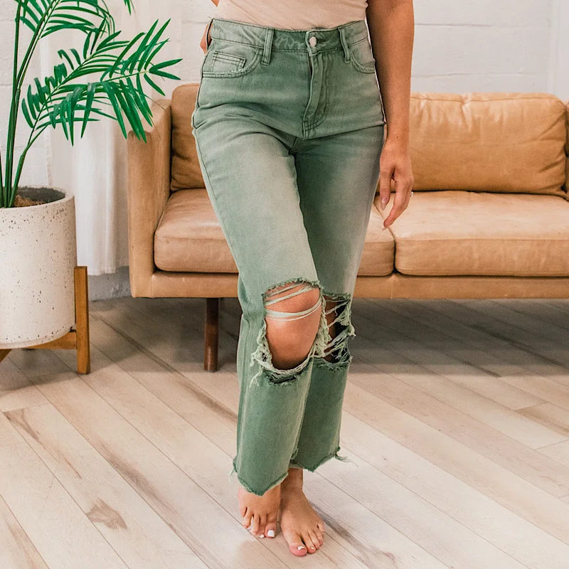 Vervet Army Green 90's Crop Flare Jeans