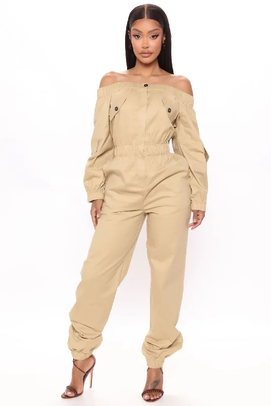 Next Stop Utility Jumpsuit - Khaki