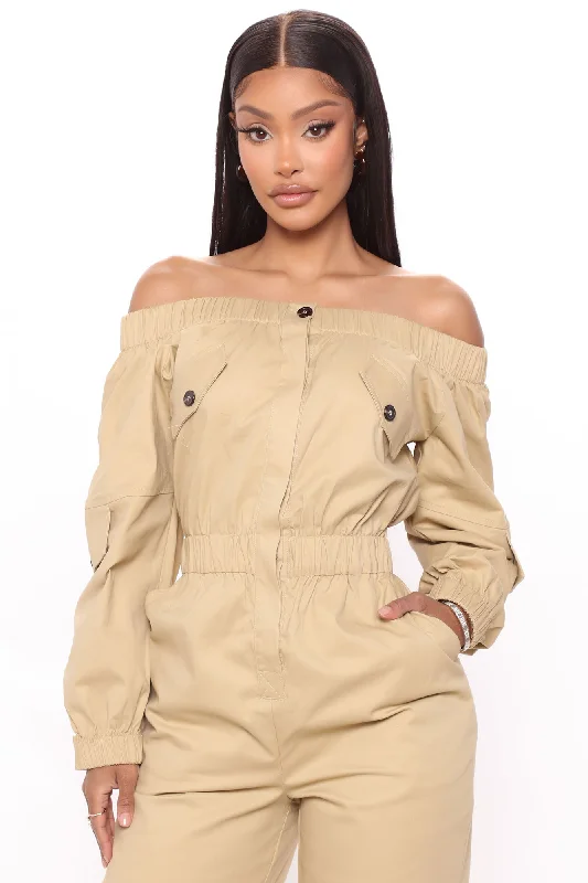 Next Stop Utility Jumpsuit - Khaki