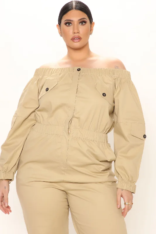 Next Stop Utility Jumpsuit - Khaki