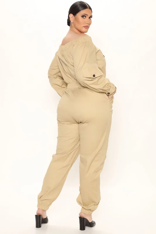 Next Stop Utility Jumpsuit - Khaki