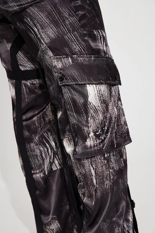 Nights in Satin Cargo Pant - Black