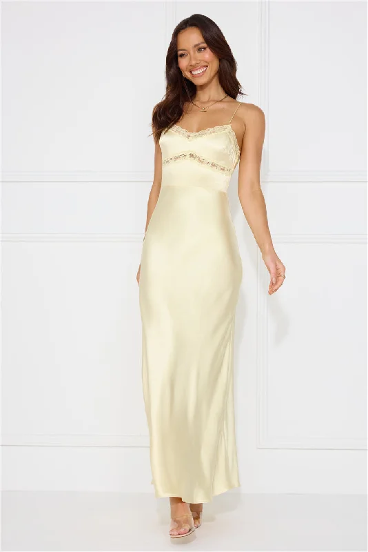 Nobody But You Satin Maxi Dress Yellow