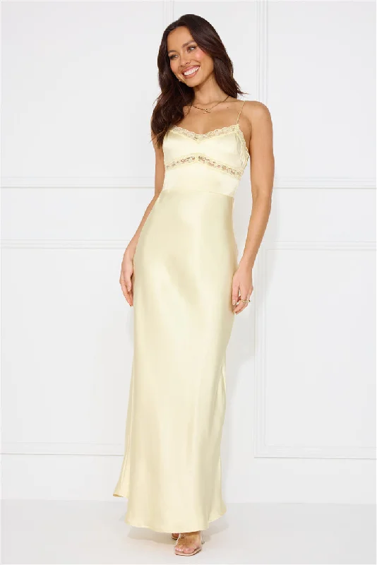 Nobody But You Satin Maxi Dress Yellow