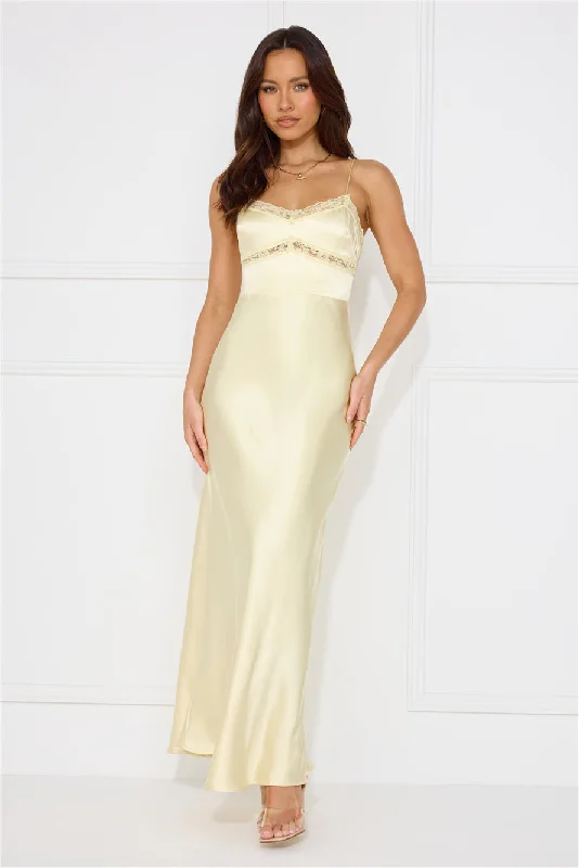 Nobody But You Satin Maxi Dress Yellow