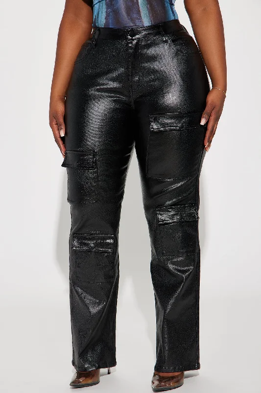 Nothin' Better Faux Leather Cargo Pant - Black