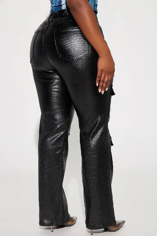 Nothin' Better Faux Leather Cargo Pant - Black