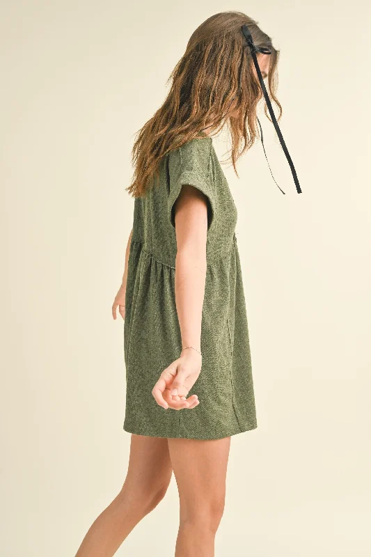 Olive Button Up Raw Hem Romper