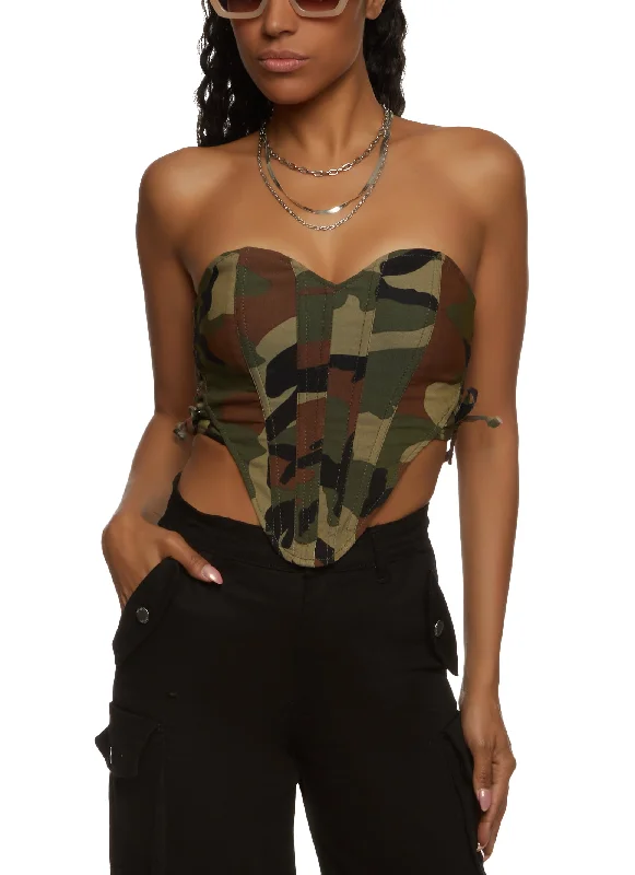 Camo Zip Back Corset Top