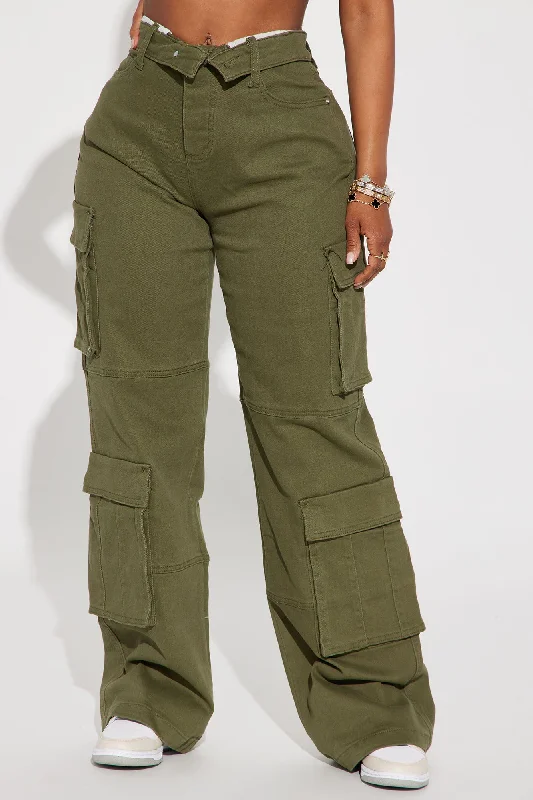 Out For Tonight Fold Over Cargo Pant - Olive