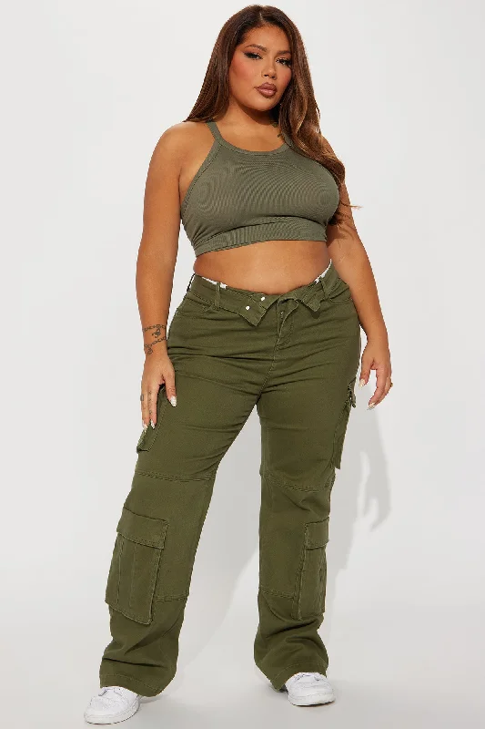 Out For Tonight Fold Over Cargo Pant - Olive