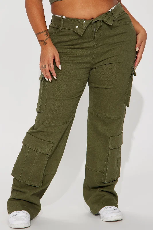 Out For Tonight Fold Over Cargo Pant - Olive