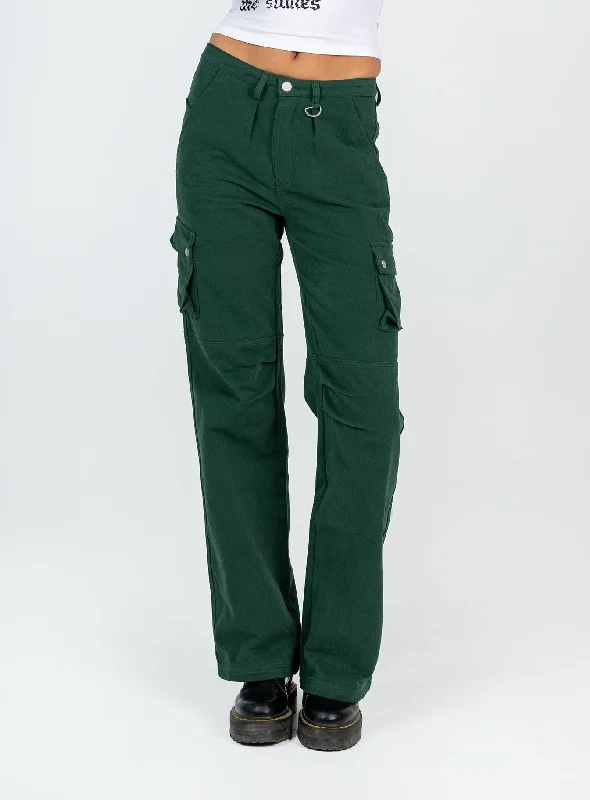 Paige Mid Rise Cargo Jean Denim Green Tall