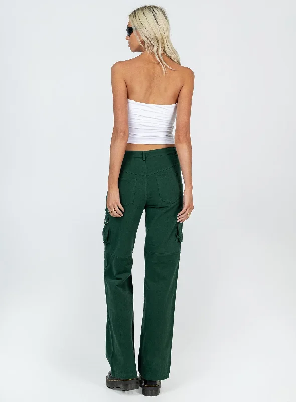 Paige Mid Rise Cargo Jean Denim Green Tall