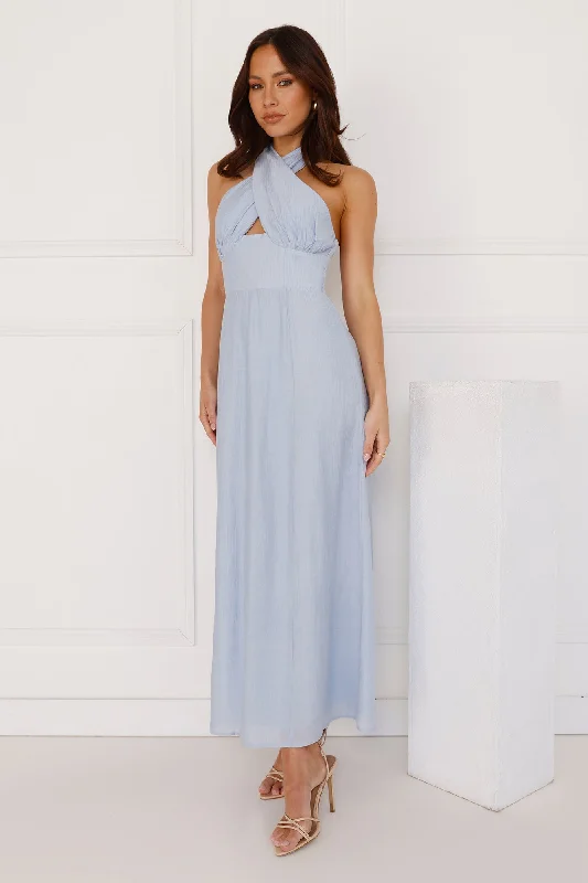 Paris Afternoon Halter Maxi Dress Blue