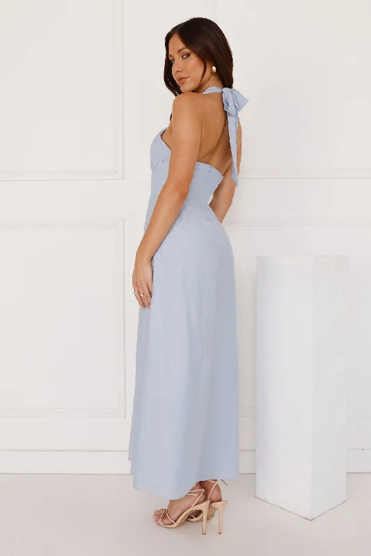 Paris Afternoon Halter Maxi Dress Blue