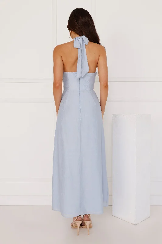 Paris Afternoon Halter Maxi Dress Blue