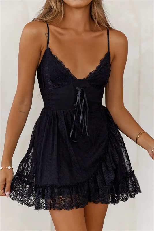 Passion's Promise Lace Mini Dress Black