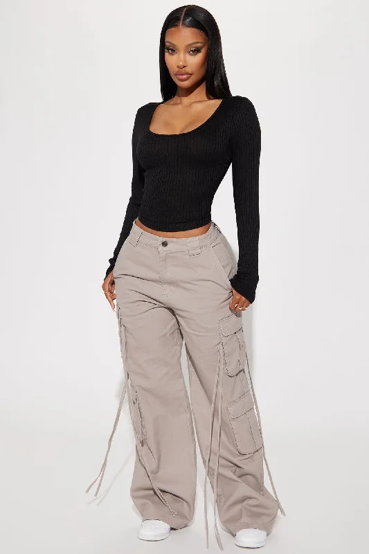 Petite Golden Hour Wide Leg Cargo Pant - Grey