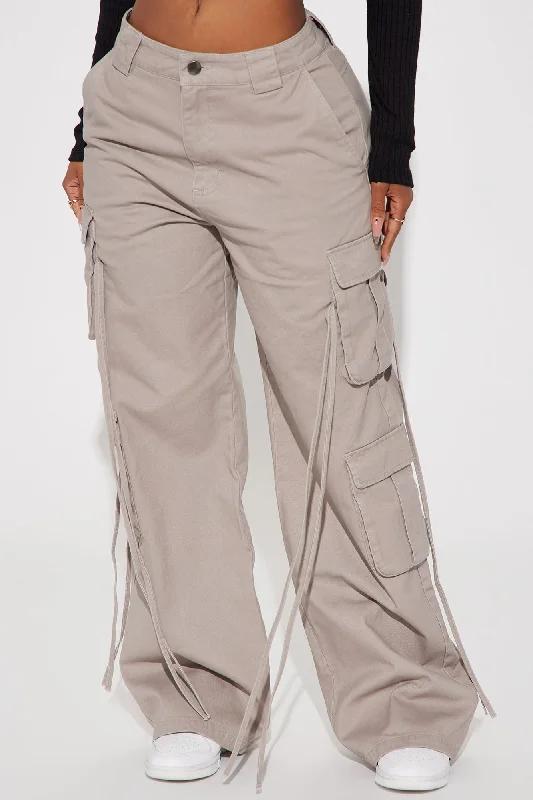 Petite Golden Hour Wide Leg Cargo Pant - Grey