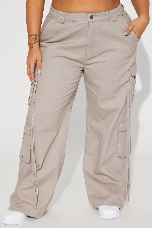 Petite Golden Hour Wide Leg Cargo Pant - Grey