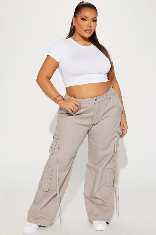 Petite Golden Hour Wide Leg Cargo Pant - Grey