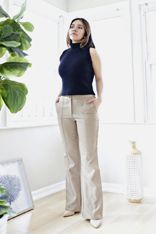 Petite High Waisted Bootcut Pants (Khaki)